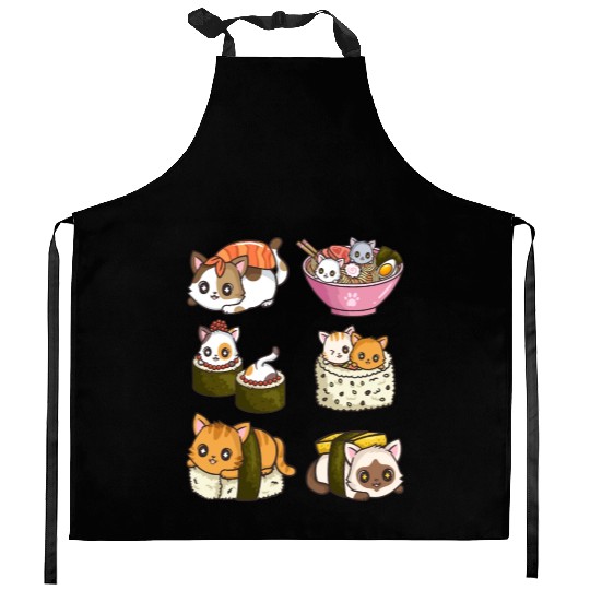 Sushi Cat Japanese Anime Kitchen Aprons