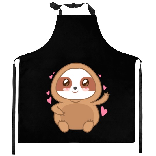 Cute Sloth Animal Drawing Kitchen Aprons