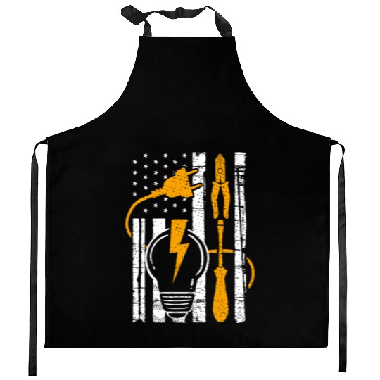 Electric Tools Lineman USA American Electricians Kitchen Aprons