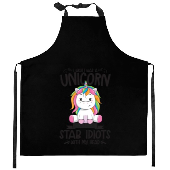 Unicorn I Wish I Was A Unicorn Then I Could Stab I Kitchen Aprons