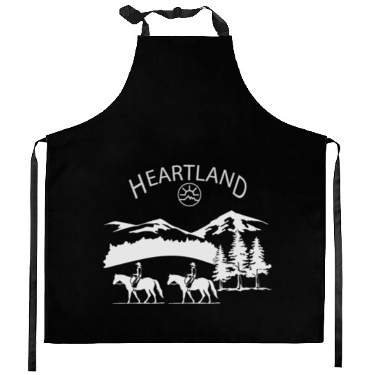 heartland ranch, heartland, sunset, vintage, retro Kitchen Aprons