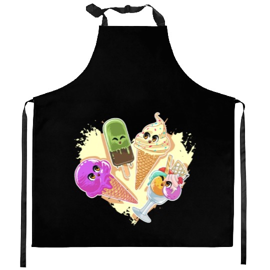 Funny Ice Cream Lover Kawaii Japan Kitchen Aprons