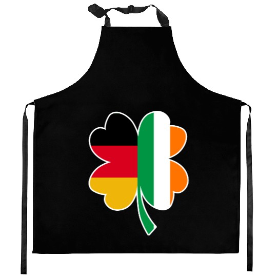 Half German - Half Irish St. Patrick's day clover Kitchen Aprons
