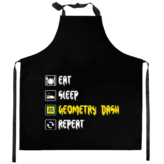 Eat sleep geometry dash repeat retro Jumper Repeat Kitchen Aprons
