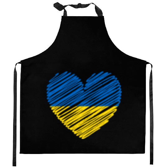 I Stand With Ukraine Ukrainian Heart Flag Kitchen Aprons