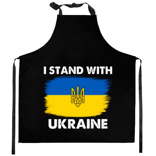 I Stand with Ukraine Ukraine Flag Kitchen Aprons
