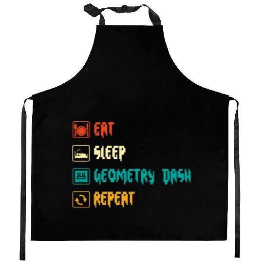 Eat sleep geometry dash repeat retro Jumper Repeat Kitchen Aprons