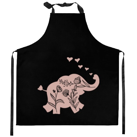 Elephant Girls Women Flowers Kitchen Aprons