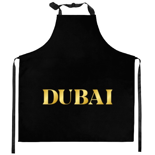 Modern Gold Glam Dubai City Typography Kitchen Aprons