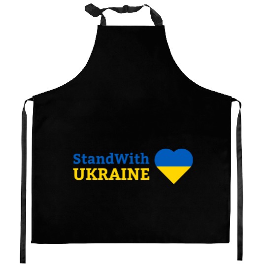 Stand with Ukraine with Heart Support & Solidarity Kitchen Aprons