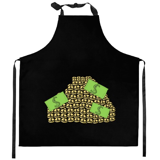 Gold dollar money jewelry coins expensive Kitchen Aprons