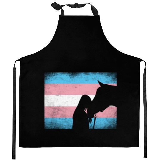Transgender Pride Horse Rainbow LGBTQ Trans Flag Kitchen Aprons