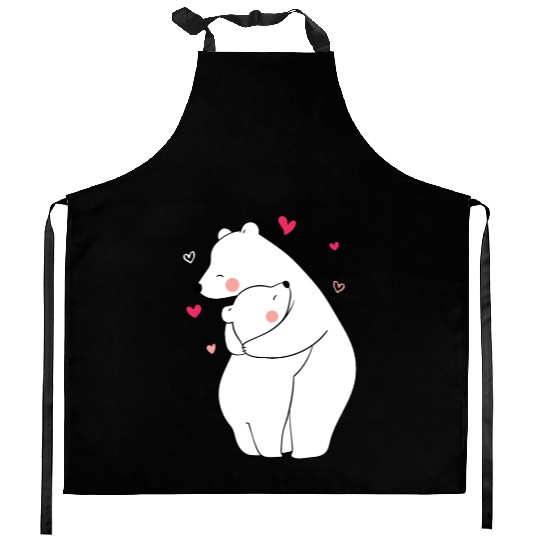 Cute Mama and Baby Bear Cub Hugging Mothers Day Kitchen Aprons