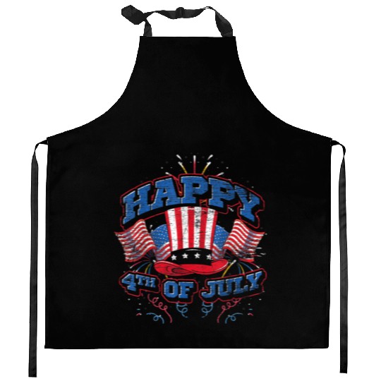 Happy 4th Of July US Flag Liberty American Kitchen Aprons