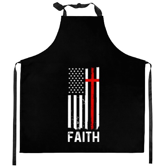 Patriotic Christian Faith Jesus USA Flag Cross Kitchen Aprons