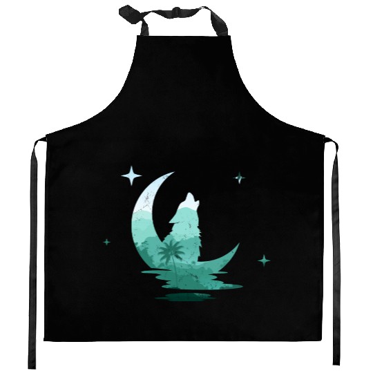 Howling Wolf Nature Lover Kitchen Aprons