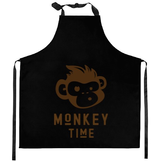 It's Monkey Time Cute Funny Monkey Face Kitchen Aprons