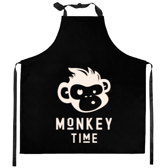 It's Monkey Time Cute Funny Monkey Face Kitchen Aprons