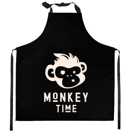 It's Monkey Time Cute Funny Monkey Face Kitchen Aprons