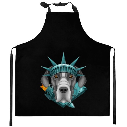 Statue Of Liberty Great Dane 4th Of July Dog USA A Kitchen Aprons