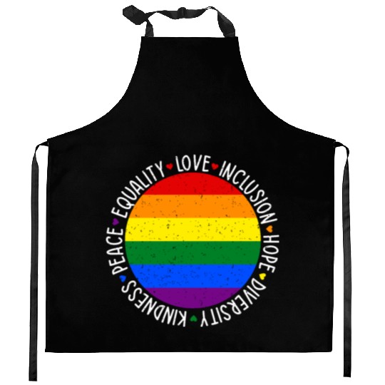 Kindness Equality Love LGBTQ Rainbow Flag Gay Kitchen Aprons