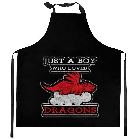 Fantasy Asia Black Chinese Dragon Kitchen Aprons