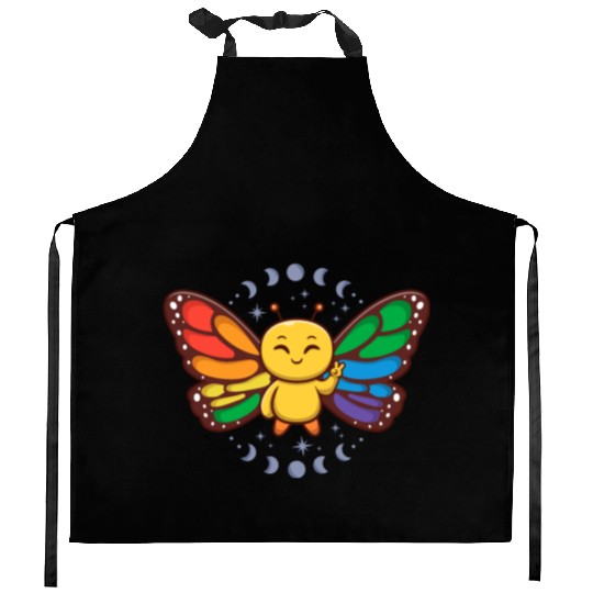 LGBTQ Rainbow Flag Monarch Butterfly Pride Month Kitchen Aprons