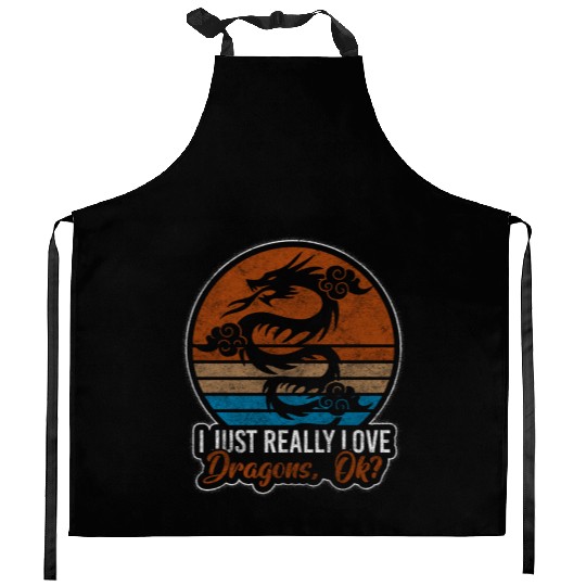 Dragon Ice Chinese Dragon Kitchen Aprons