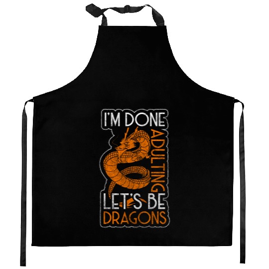 Dragon Black Chinese Dragon Kitchen Aprons
