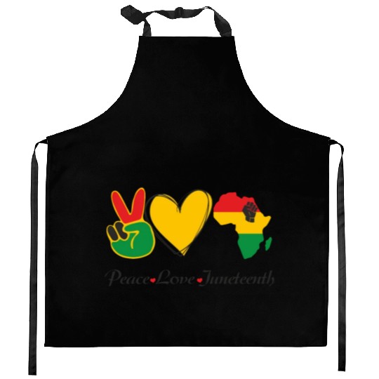 Peace Love Juneteenth, Freedom Day America African Kitchen Aprons