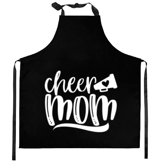 Womens Cheer Mom Kitchen Aprons Megaphone with Heart Accen