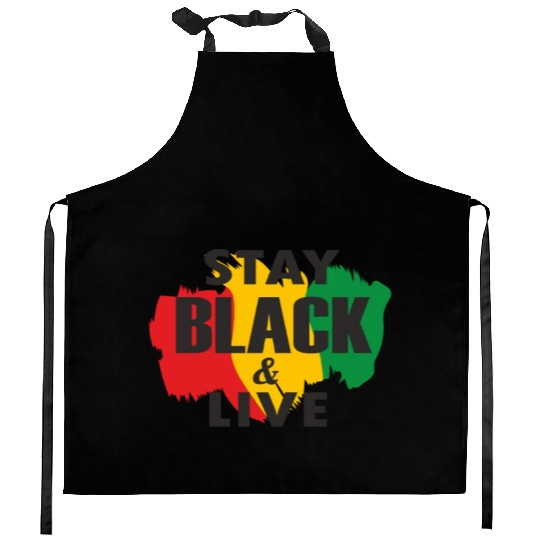 Juneteenth Day 1865, Stay Black And Live Kitchen Aprons
