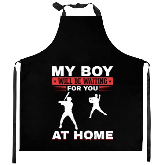 Son Baseball Catcher Pitcher Batter Dad Mom Kitchen Aprons