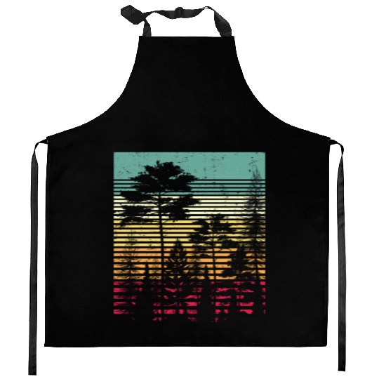 Retro Style Wildlife Trees Outdoors Nature Forest Kitchen Aprons