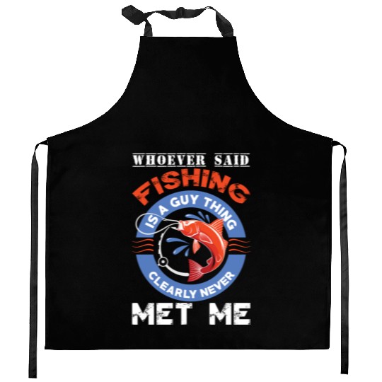 Fishing joke for fishing lovers Kitchen Aprons