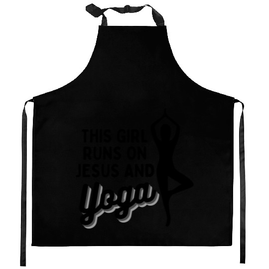 Runs On Jesus And Yoga Kitchen Aprons