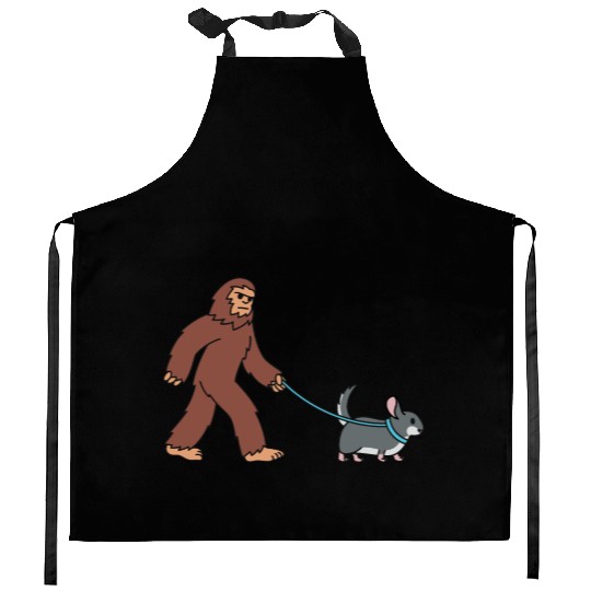 Bigfoot Sasquatch Walking Chinchilla Kitchen Aprons