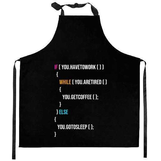 Funny Programmer Codes Coffee And Sleep Kitchen Aprons