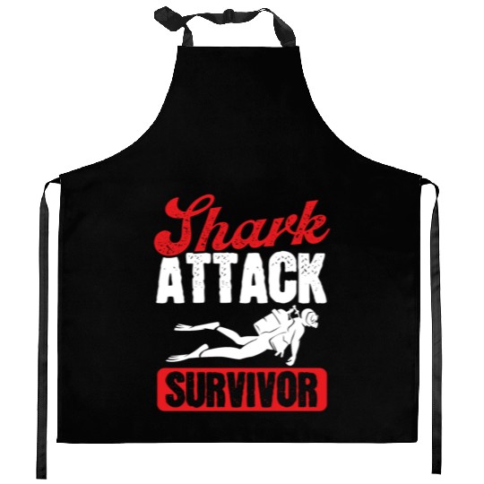 Scuba Diving Shark Attack Survivor Scuba Diver Kitchen Aprons