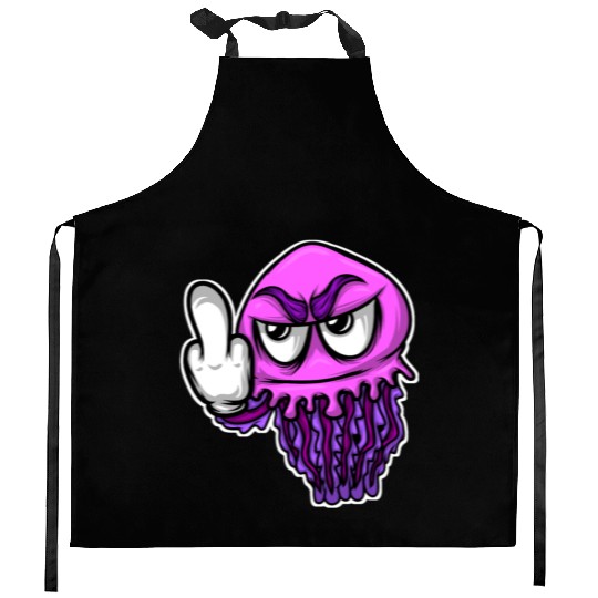 Jelly Fish Middle Finger Jellyfish Kitchen Aprons