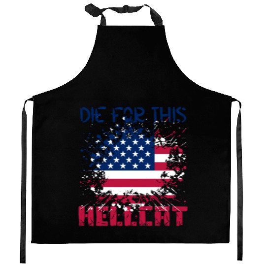 Die For This Hellcat- Vintage US Flag Kitchen Aprons