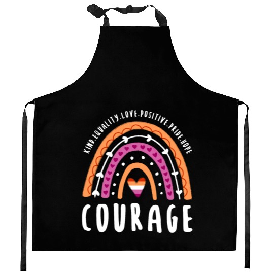 Courage Lesbian Pride Rainbow Kitchen Aprons
