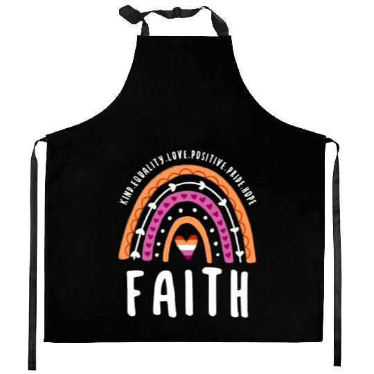 Faith Lesbian Pride Rainbow Kitchen Aprons