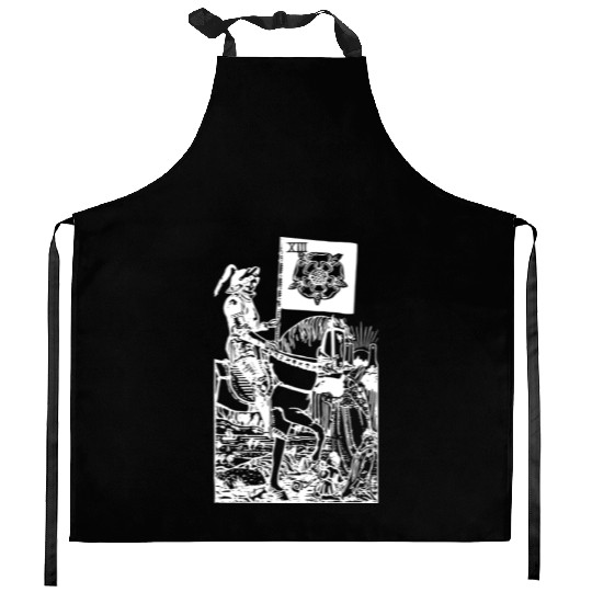 Death Tarot Card Xiii Occult Esoteric Dark Design Kitchen Aprons