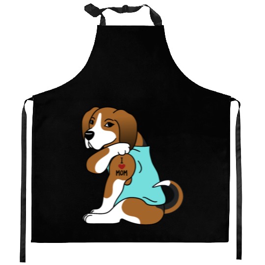 I Love Mom Tattoo Basset Hound Kitchen Aprons