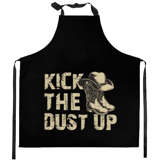 Kick The Dust Up - Western Country Music Cowboy Co Kitchen Aprons
