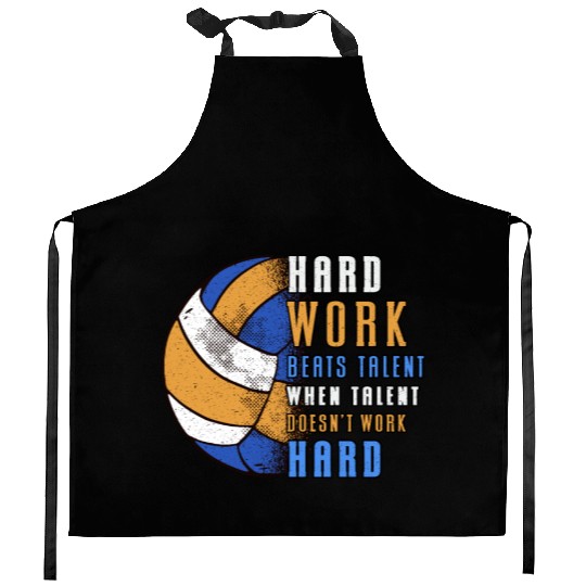 Volleyball Hard Work Beats Beach Volleyball Player Kitchen Aprons