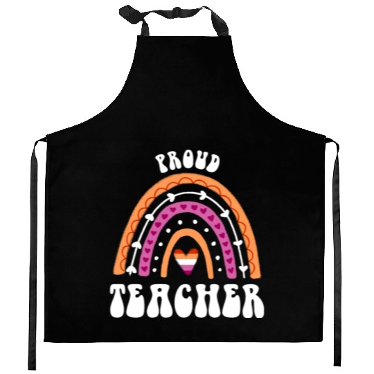 Proud Teacher Lesbian Pride Rainbow Kitchen Aprons