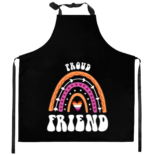 Proud Friend Lesbian Pride Rainbow Kitchen Aprons