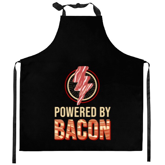 Powered By Bacon For Bacon Lover Kitchen Aprons